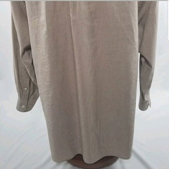 Vintage Tommy Hilfiger Mens Size 16.5 Long Sleeve Tan Plaid Button Front Shirt - Picture 6 of 8